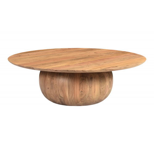 Round Natural Acacia Wood Ball Base Coffee Table